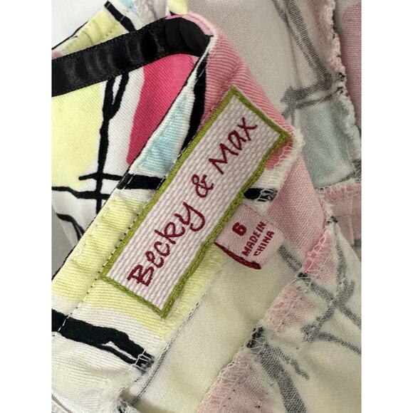 Becky & Max Size 6 Pink Geometric Spaghetti Strap Summer Knee Length Dress - Picture 4 of 5